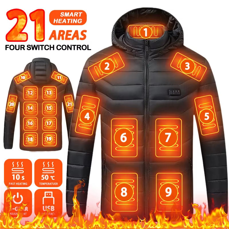Heated Jacket Women'S Warm Vest USB Men'S Heating Jacket Heated Vests Coat Hunting Hiking Camping Autumn Winter Male