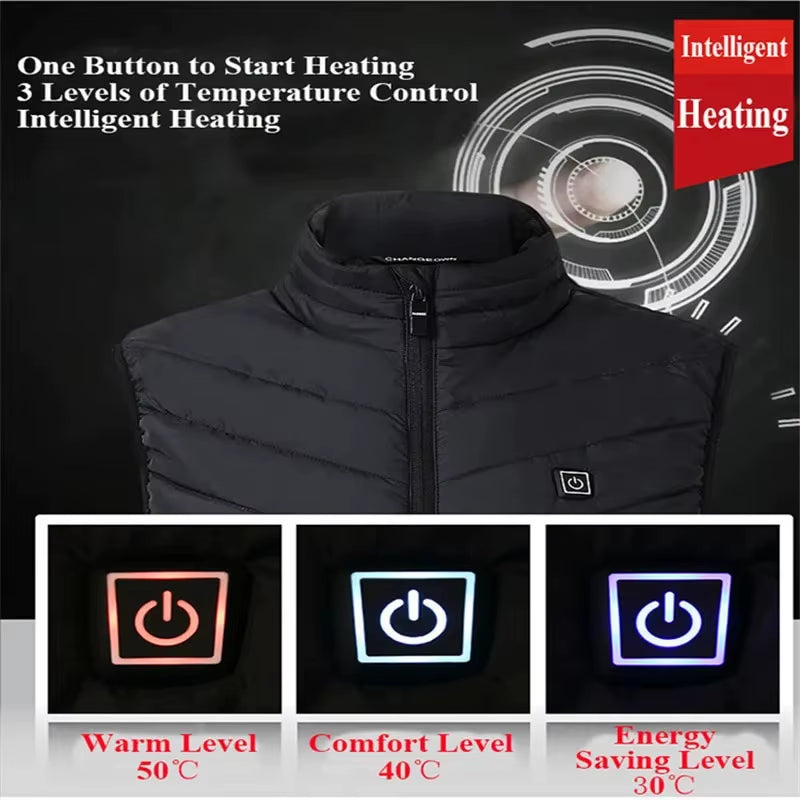 Heated Jacket Women'S Warm Vest USB Men'S Heating Jacket Heated Vests Coat Hunting Hiking Camping Autumn Winter Male