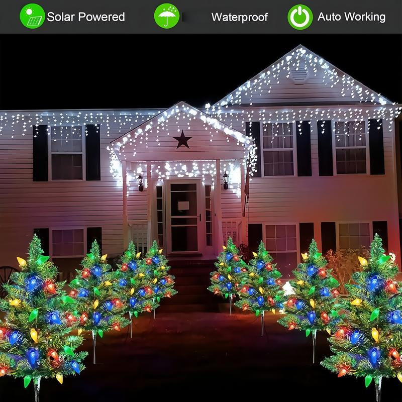 1 Tow 4 Solar Tree Lights. Includes 80 Colorful Strawberry Bulbs, IPX4!