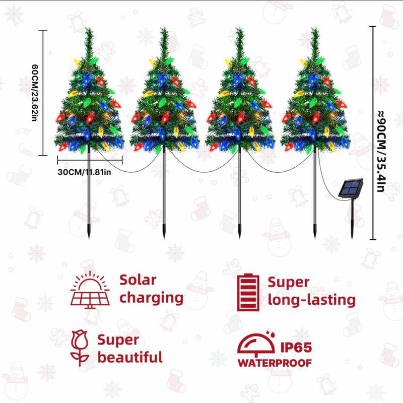 1 Tow 4 Solar Tree Lights. Includes 80 Colorful Strawberry Bulbs, IPX4!