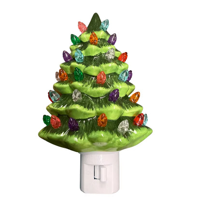 Ceramic Christmas Tree Night Light, Hand Painted Cramic Nightlight