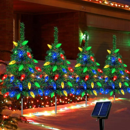 1 Tow 4 Solar Tree Lights. Includes 80 Colorful Strawberry Bulbs, IPX4!