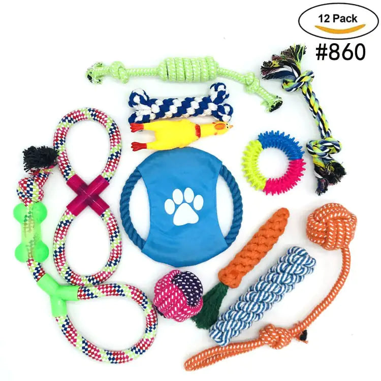 12-Piece Set of Durable Pet Rope Toys
